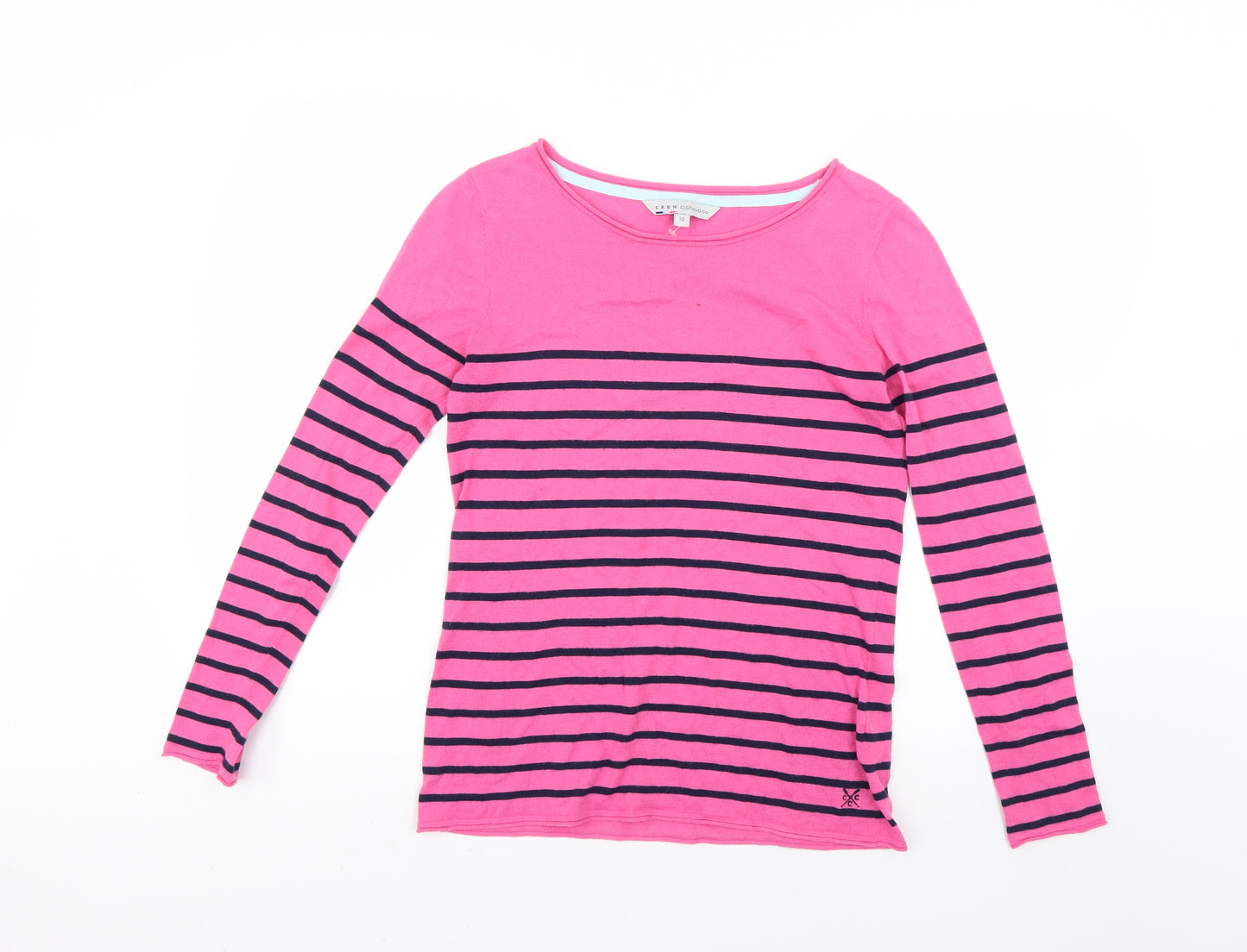 Crew Clothing Womens Pink Striped  Pullover Jumper Size 10