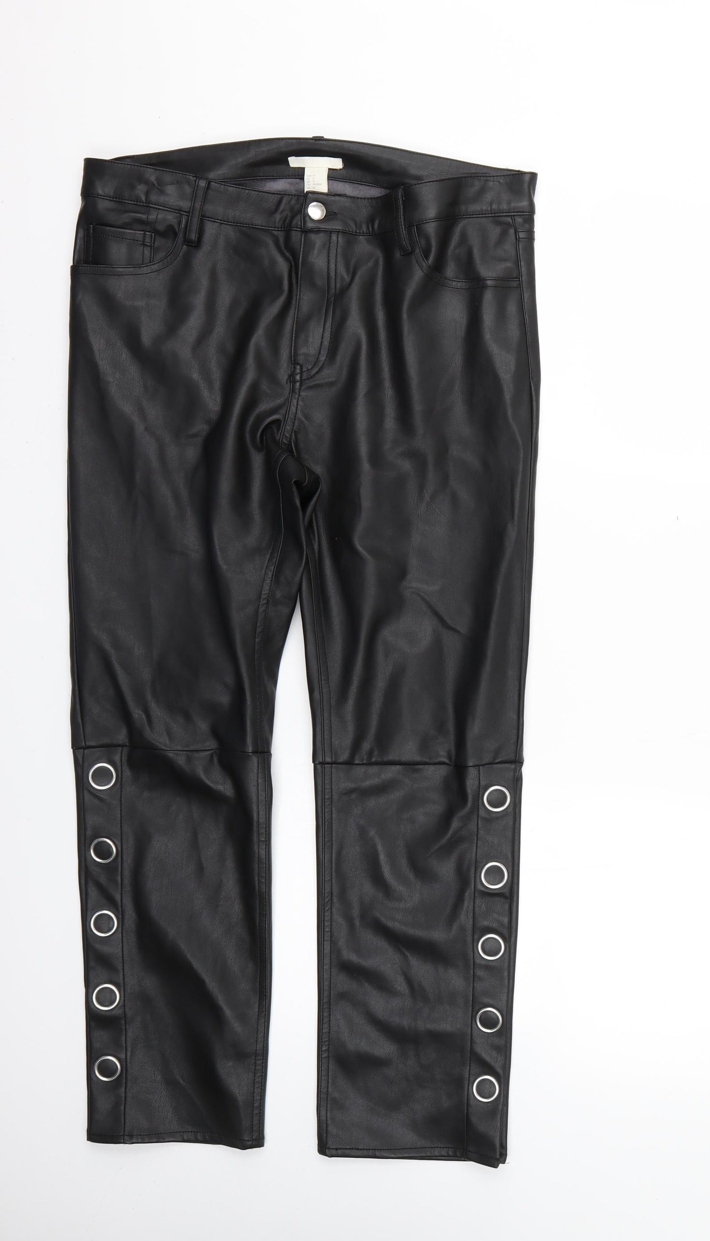 H&M Womens Black   Trousers  Size 12 L25 in