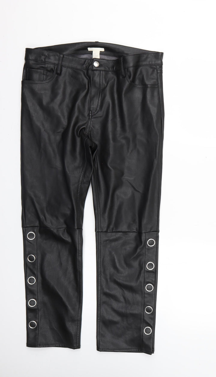H&M Womens Black   Trousers  Size 12 L25 in