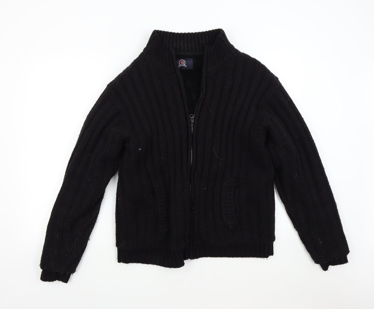 Hutson Harbour Mens Black  Knit Jacket Coatigan Size L