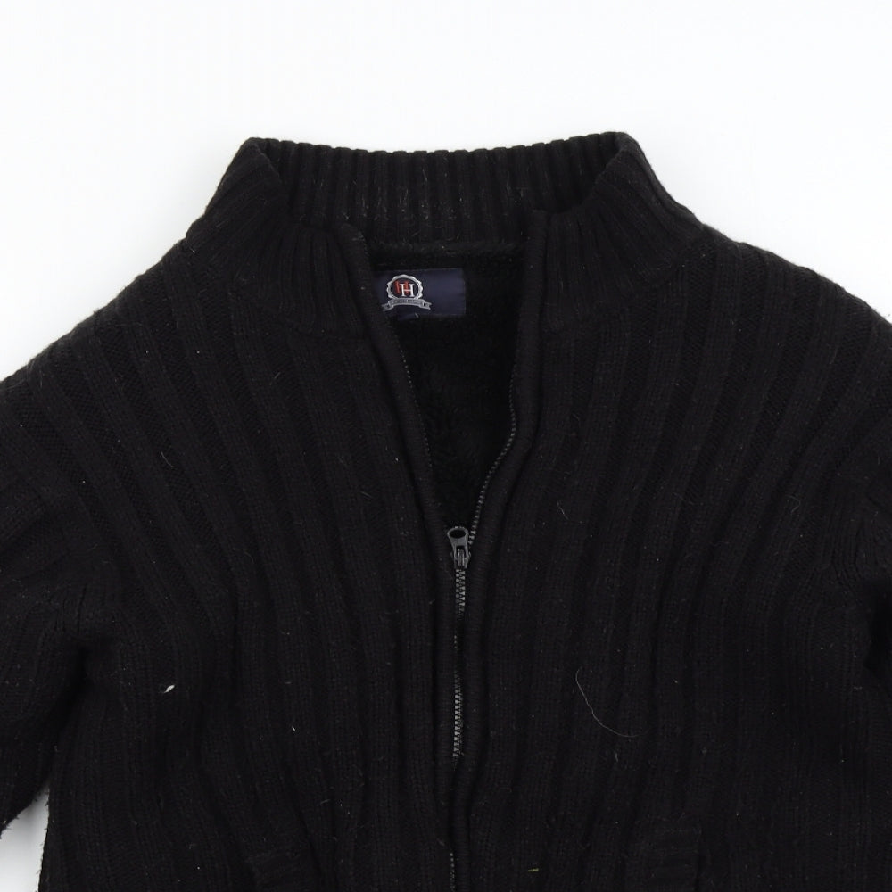Hutson Harbour Mens Black  Knit Jacket Coatigan Size L