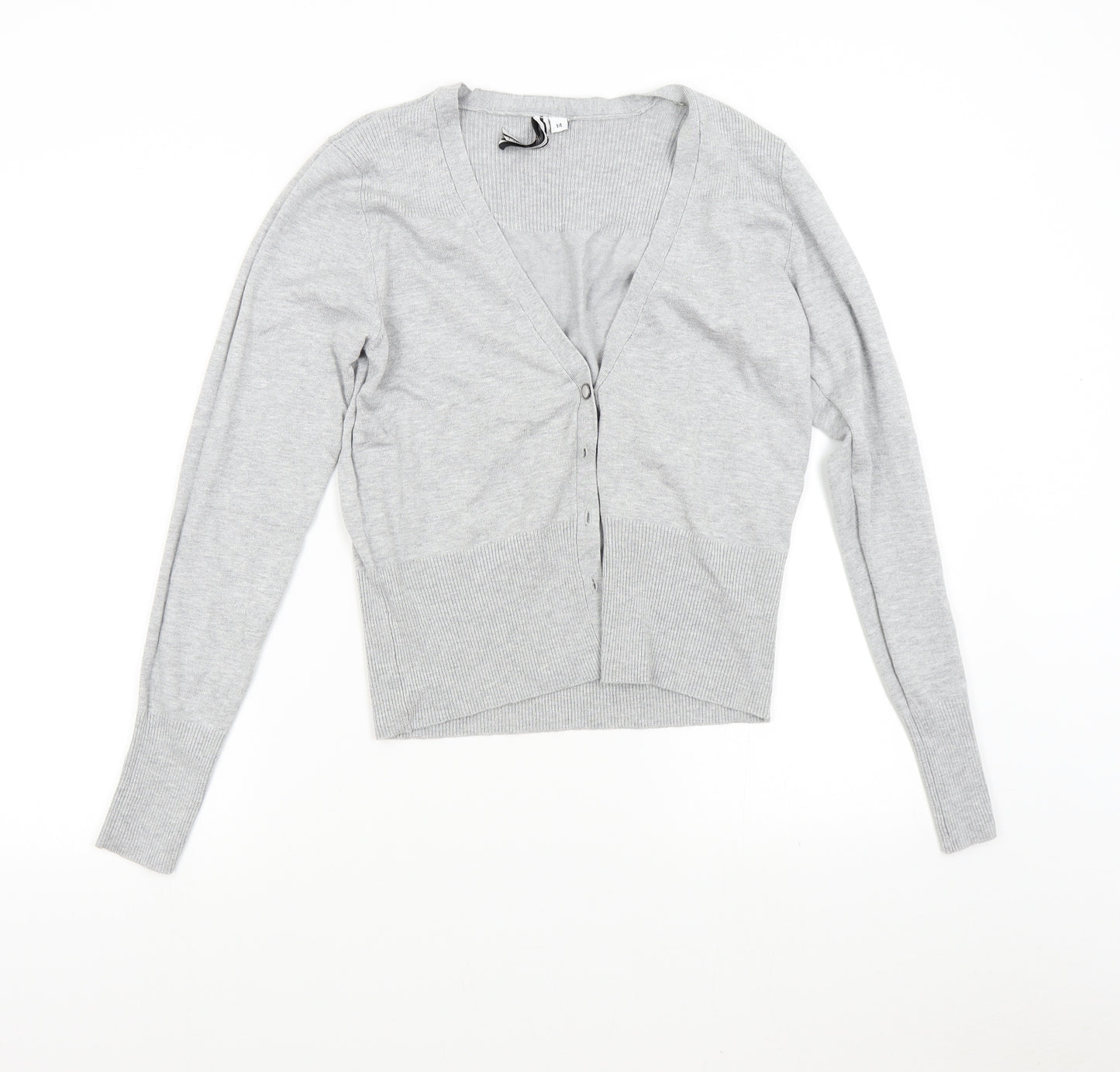 New Look Womens Grey  Knit Cardigan Jumper Size 14
