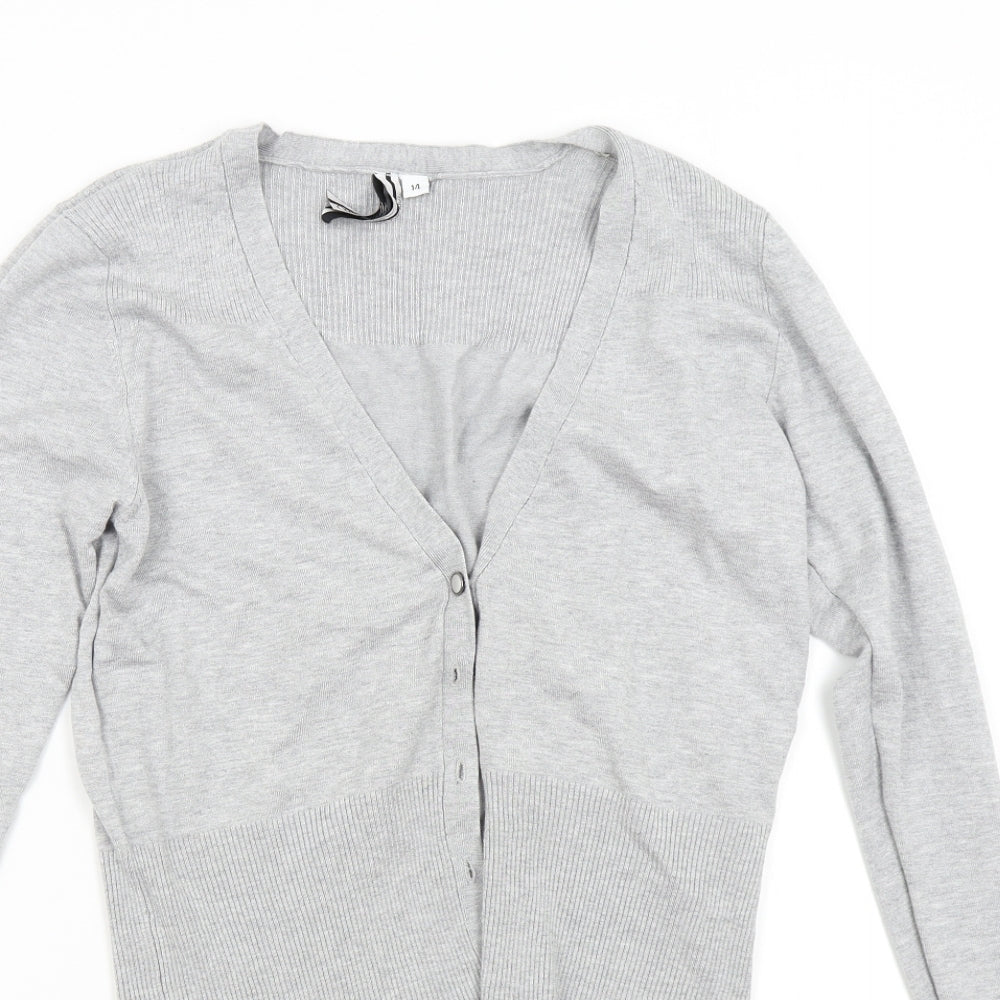 New Look Womens Grey  Knit Cardigan Jumper Size 14