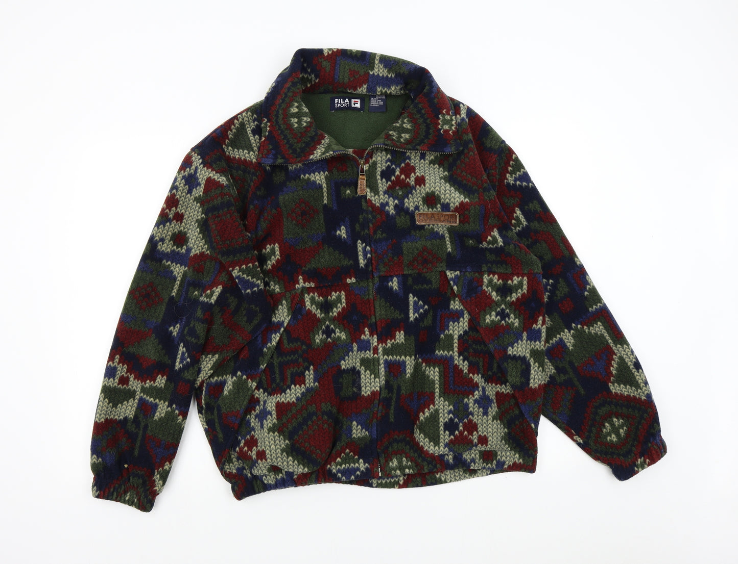 Fila Sport Womens Multicoloured Geometric Fleece Jacket  Size S