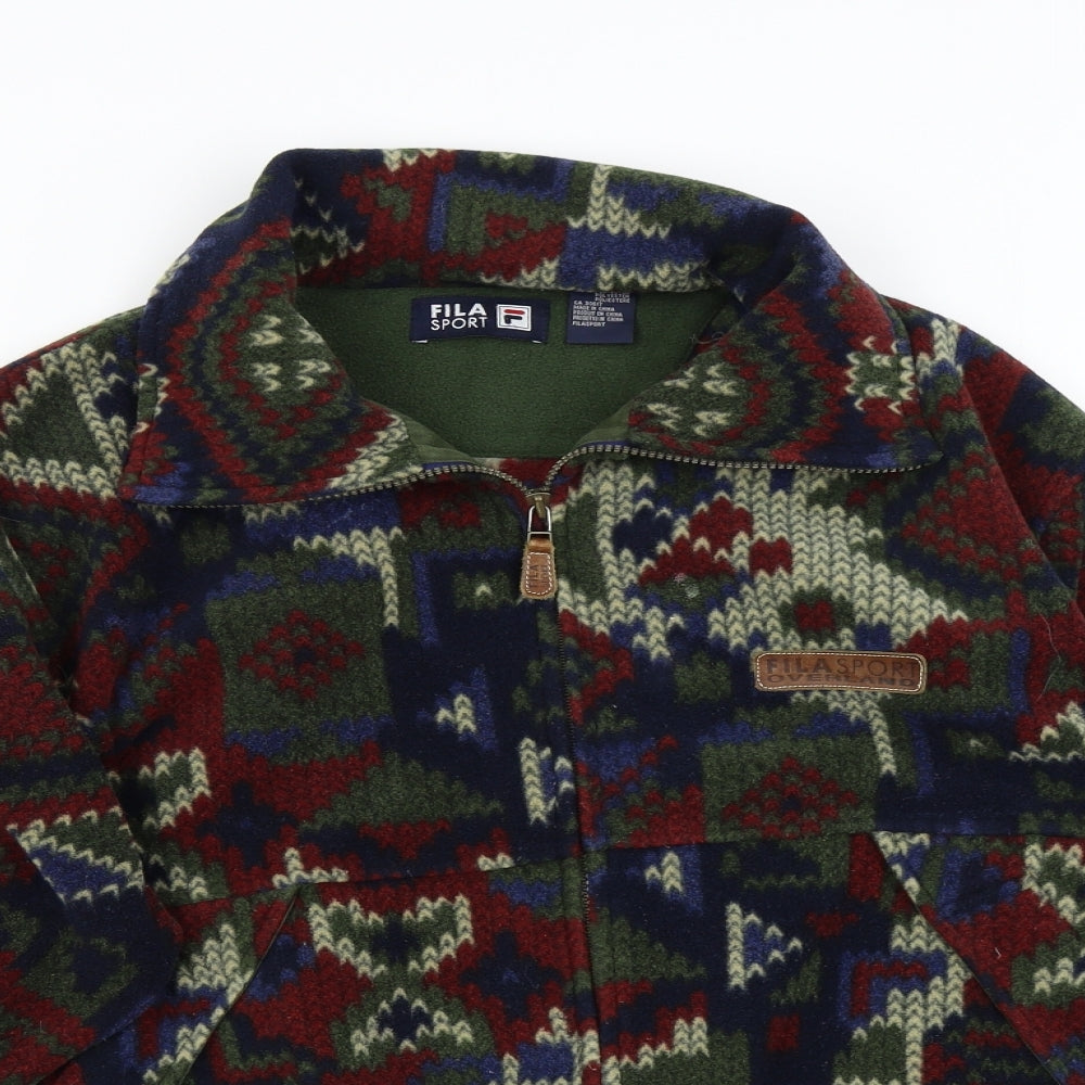 Fila Sport Womens Multicoloured Geometric Fleece Jacket  Size S