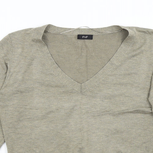 F&F Womens Brown  Knit Pullover Jumper Size 14