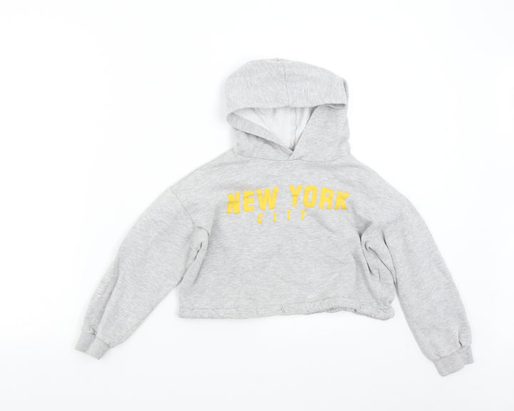 H&M Girls Grey Pullover Sweatshirt Size 8-9 Years - New York