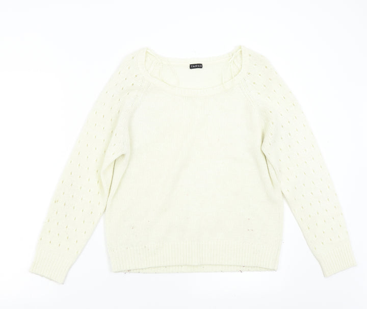 Tango Womens Ivory Knit Pullover Jumper Size M
