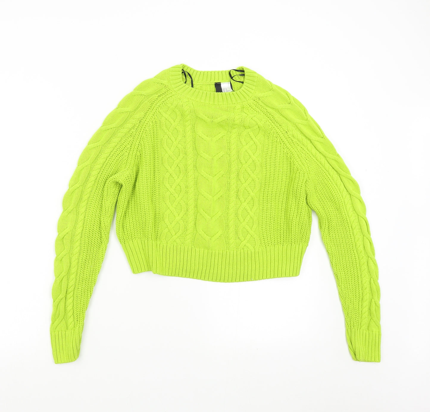 H&M Womens Green Argyle/Diamond Knit Pullover Jumper Size XS