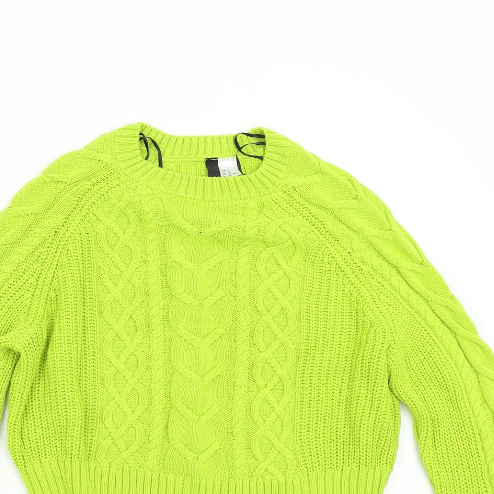 H&M Womens Green Argyle/Diamond Knit Pullover Jumper Size XS