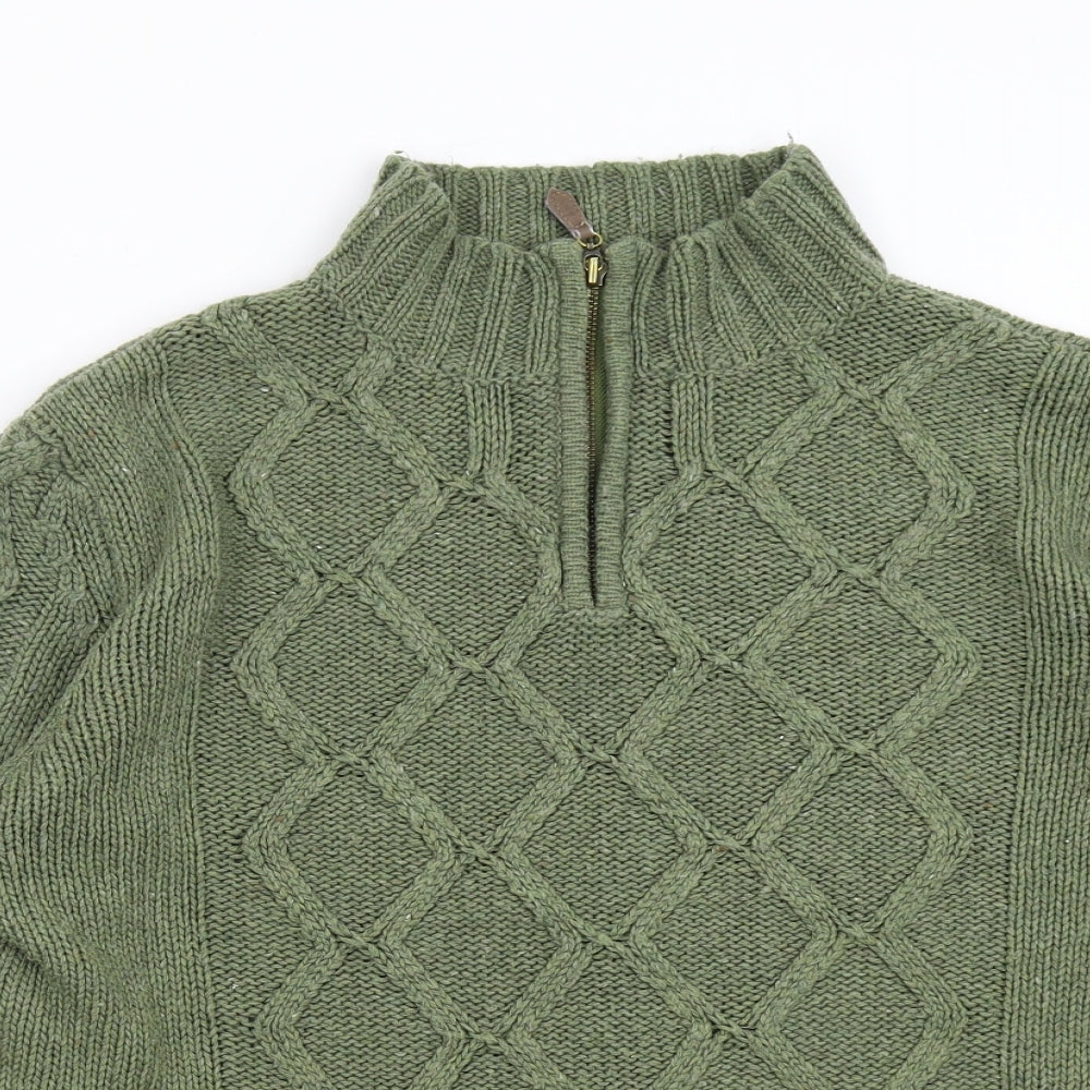 West Rock Mens Green  Knit Henley Jumper Size M