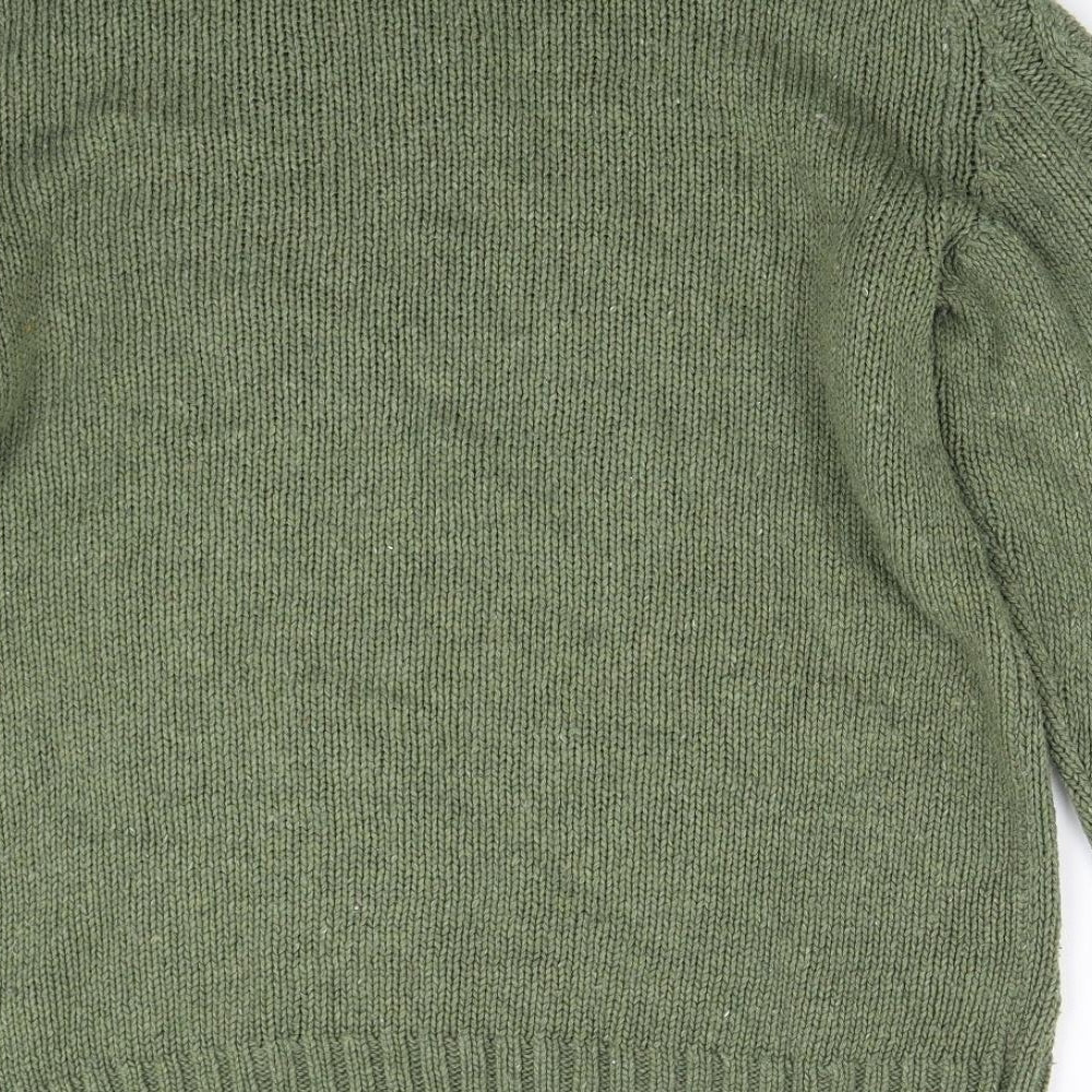West Rock Mens Green  Knit Henley Jumper Size M