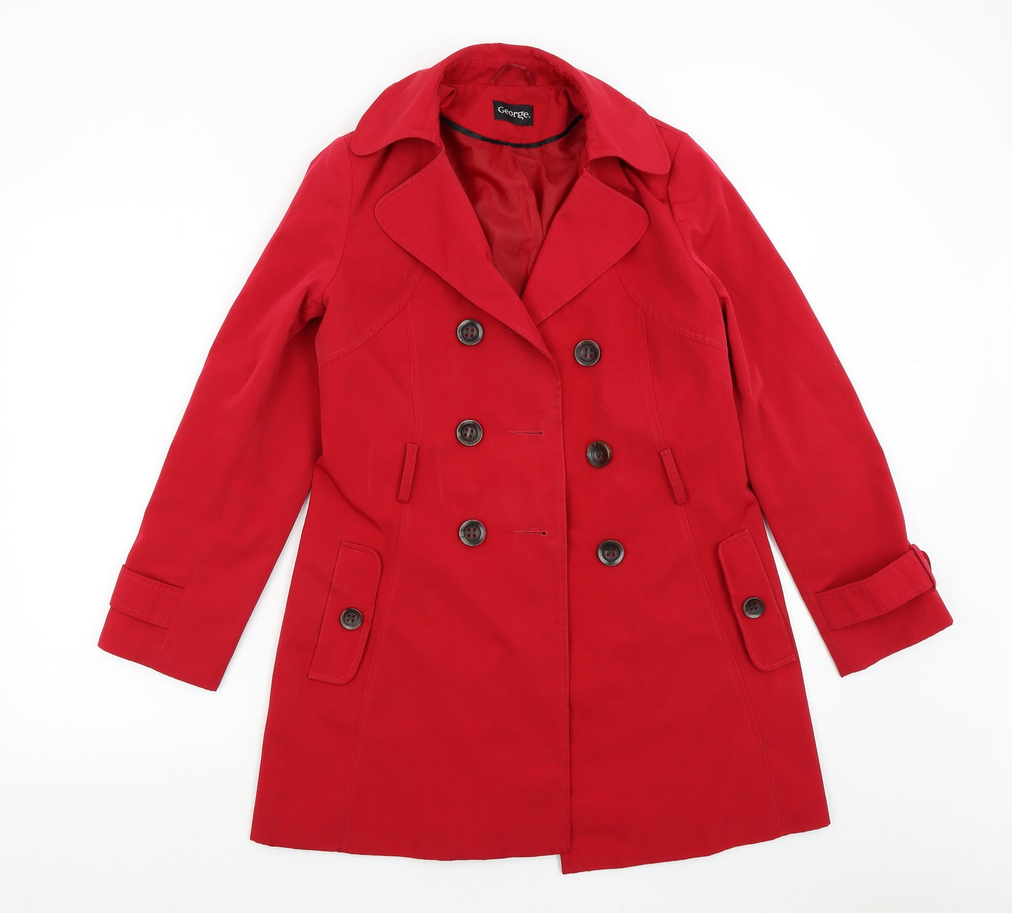 George Womens Red   Trench Coat Coat Size 10