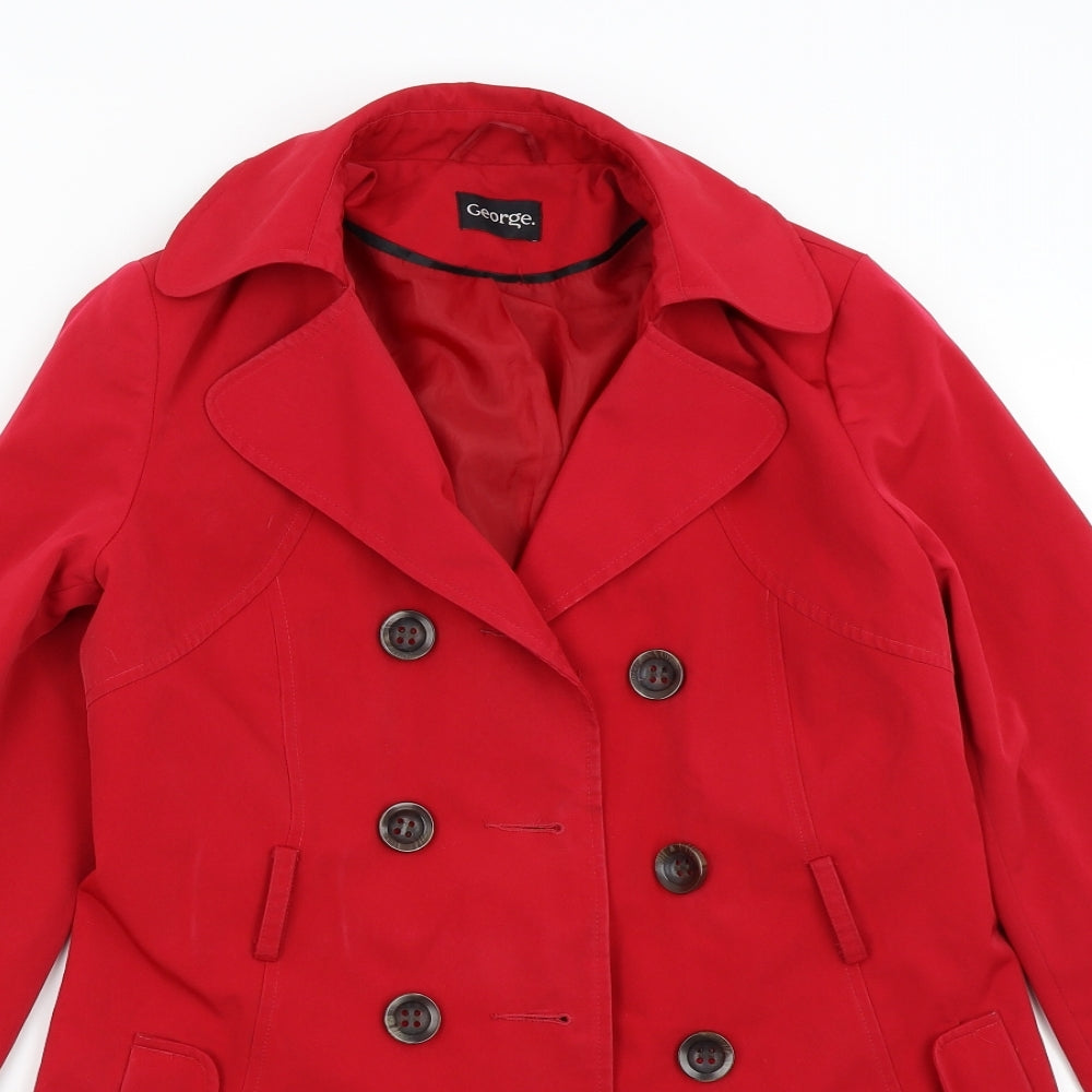 George Womens Red   Trench Coat Coat Size 10