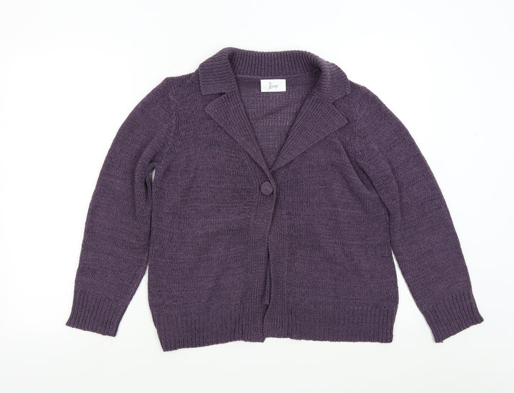 BHS Womens Purple Collared  Acrylic Cardigan Jumper Size 16