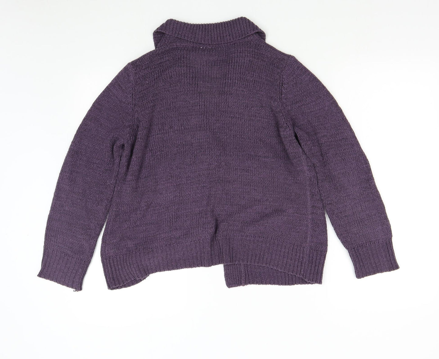 BHS Womens Purple Collared  Acrylic Cardigan Jumper Size 16