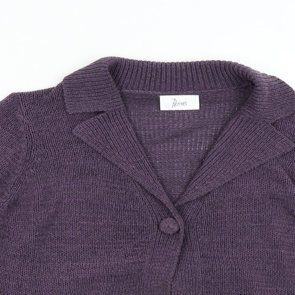 BHS Womens Purple Collared  Acrylic Cardigan Jumper Size 16