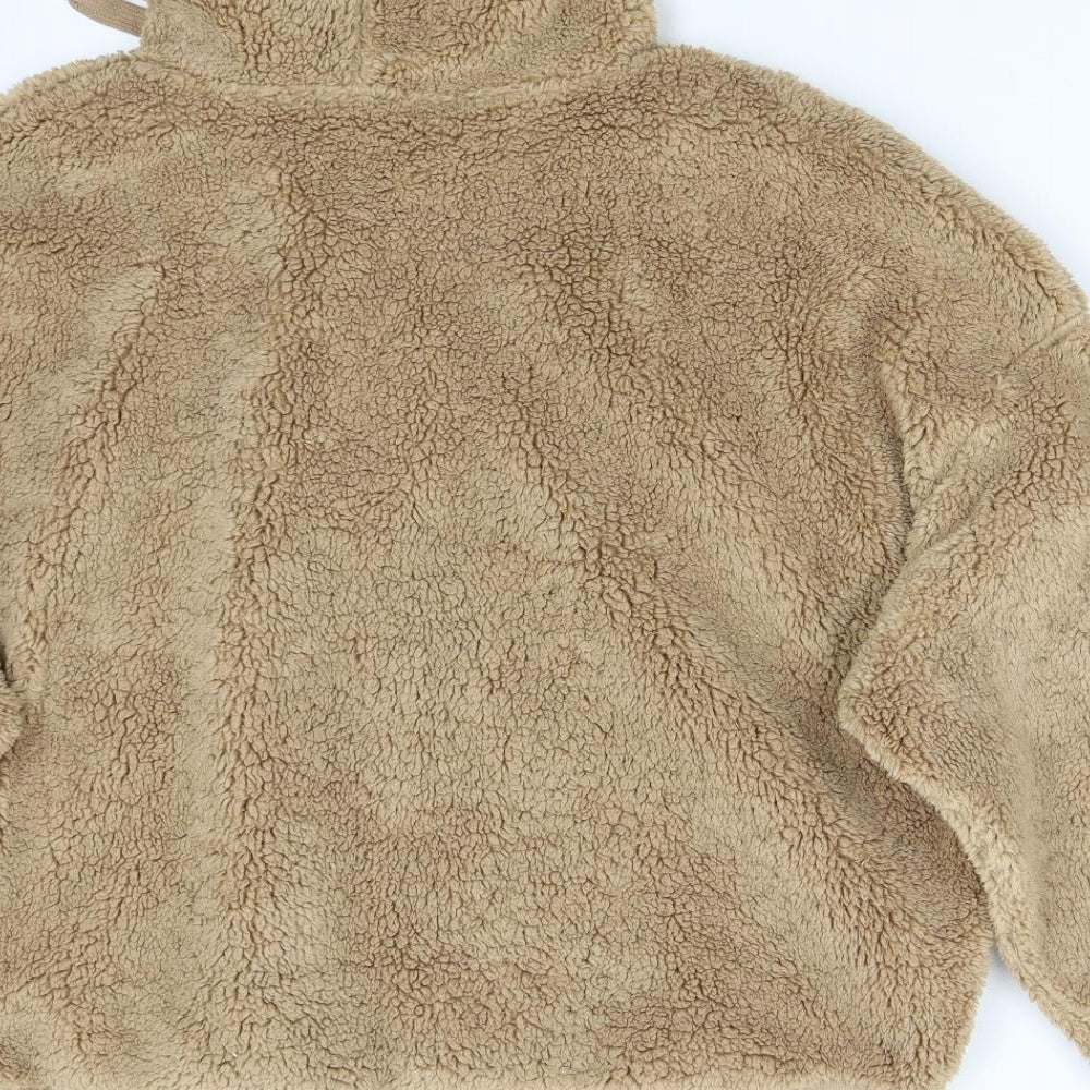M&S Womens Brown  Fleece Pullover Hoodie Size L