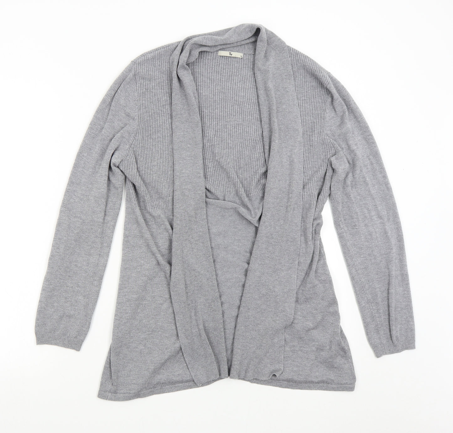 TU Womens Grey  Knit Cardigan Jumper Size 16