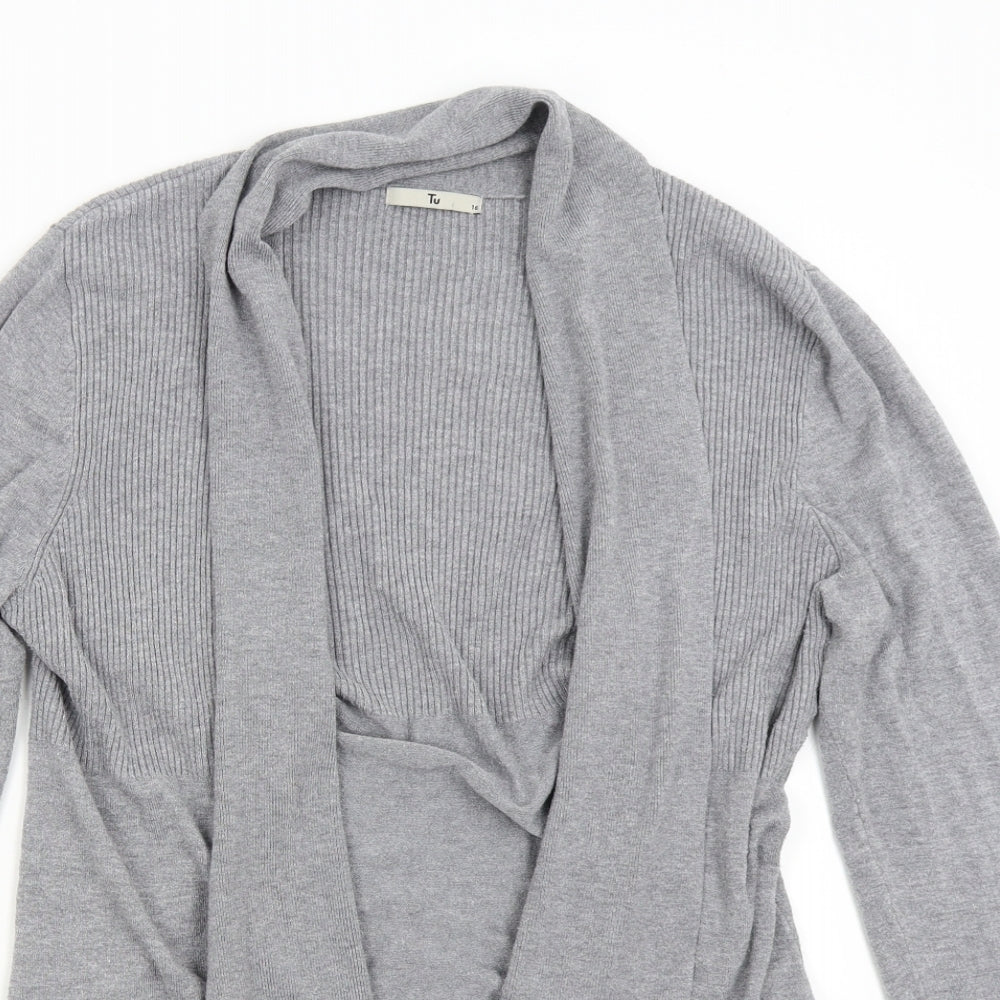 TU Womens Grey  Knit Cardigan Jumper Size 16
