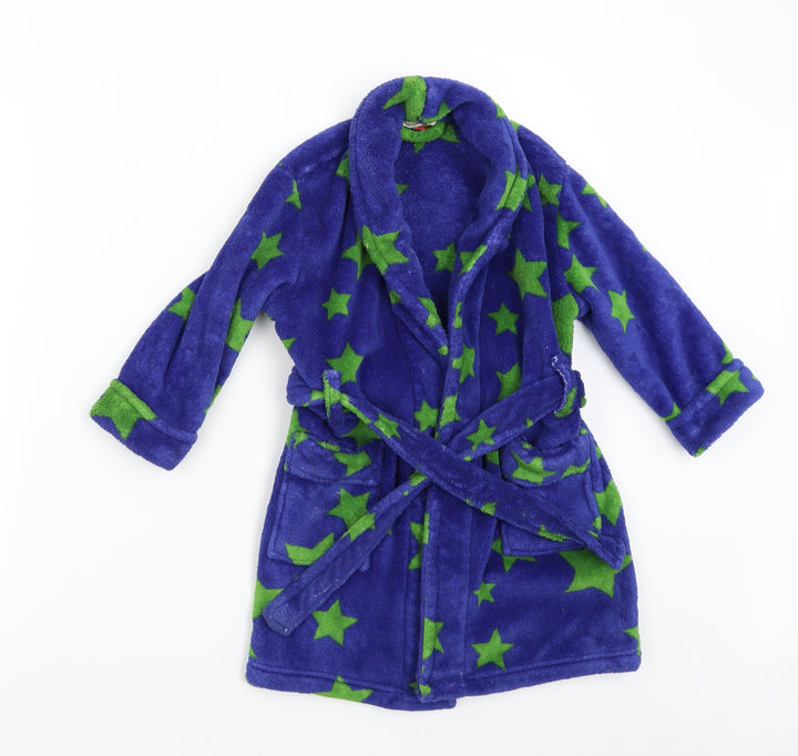 John Lewis Boys Blue Geometric Fleece  Gown Size 4 Years  - Stars