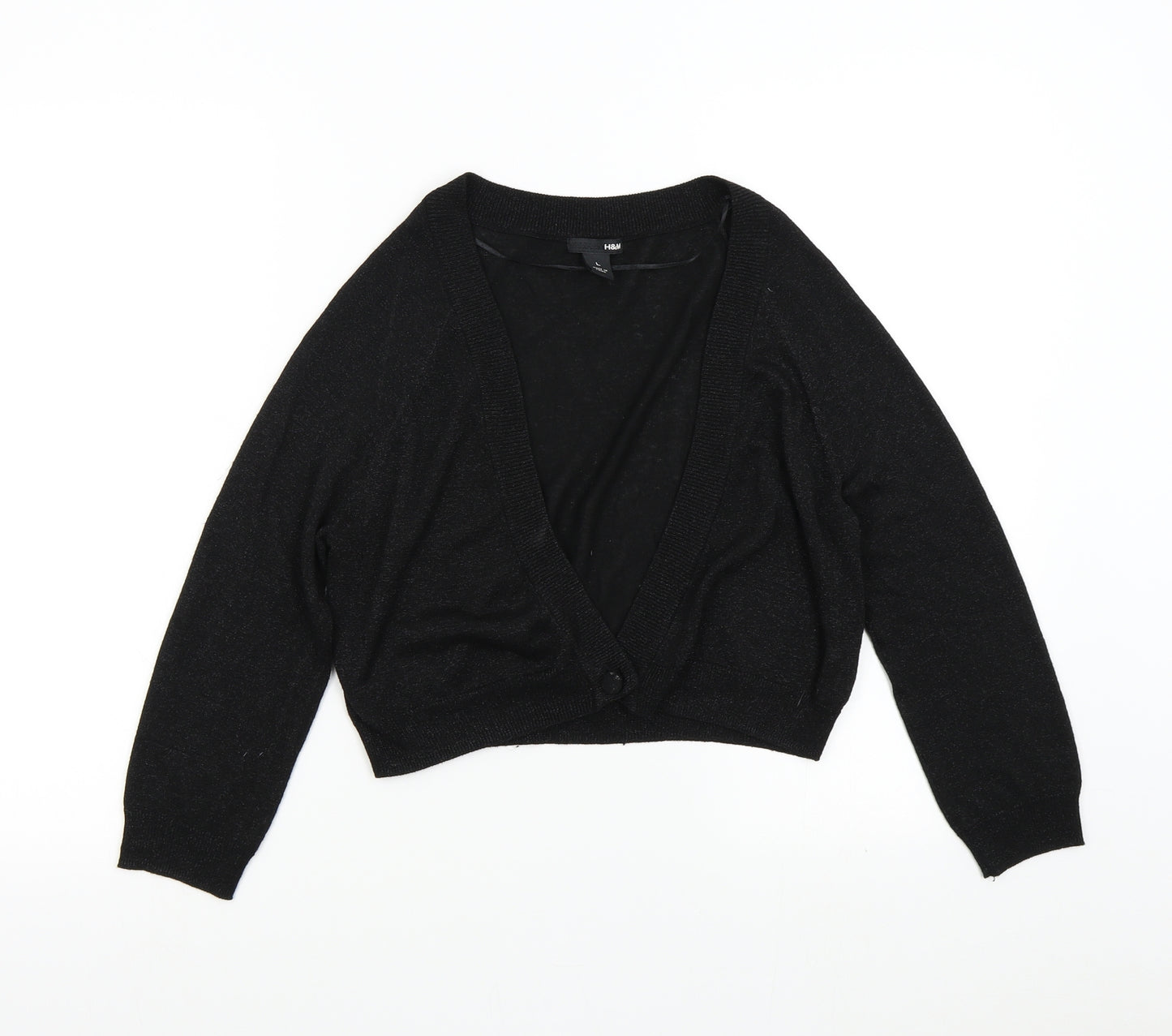 H&M Womens Black  Knit Cardigan Jumper Size L