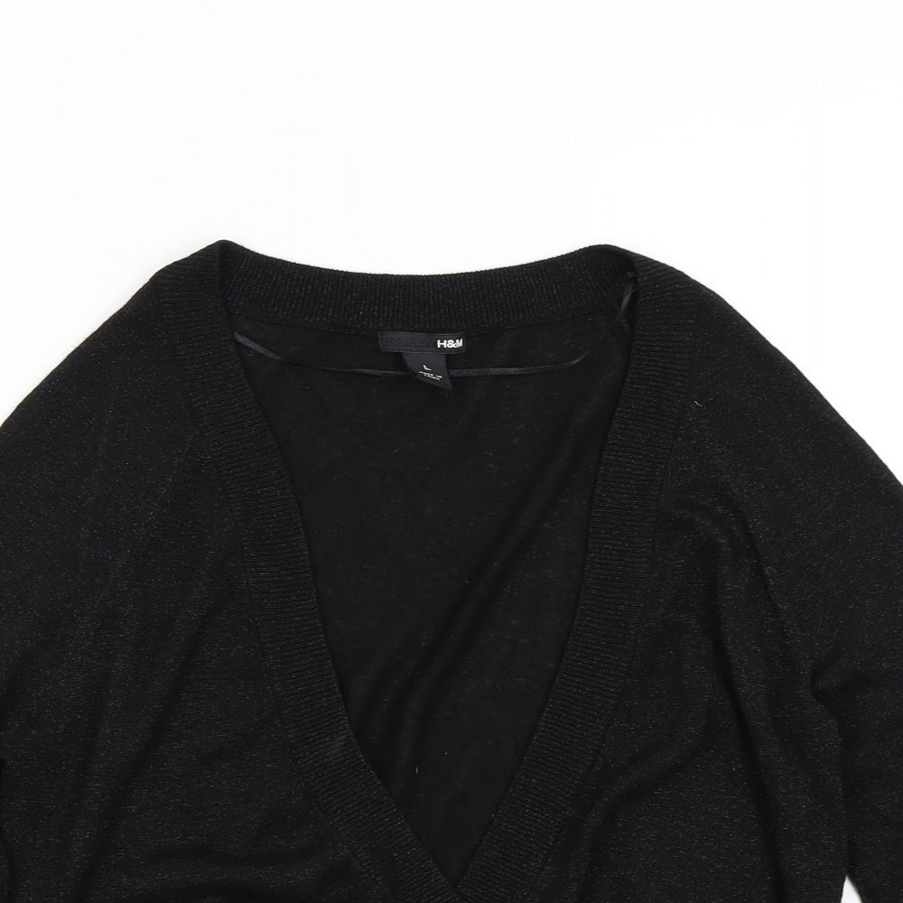 H&M Womens Black  Knit Cardigan Jumper Size L