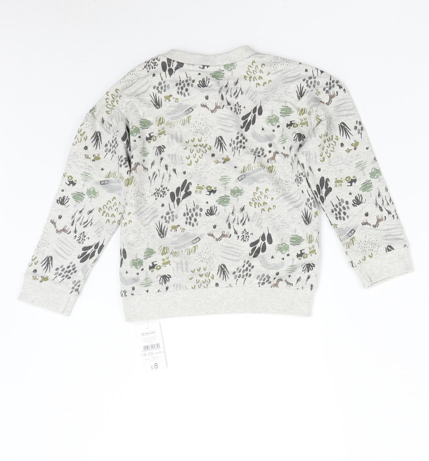 Nutmeg Baby Grey   Pullover Jumper Size 18-24 Months  - Farm Scene Tractor Horses