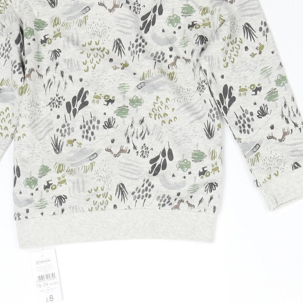 Nutmeg Baby Grey   Pullover Jumper Size 18-24 Months  - Farm Scene Tractor Horses