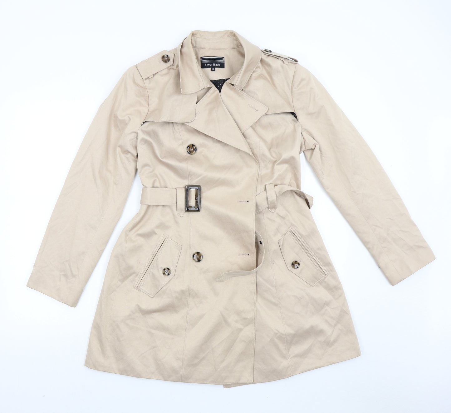 Oliver Black Womens Beige   Trench Coat Coat Size 10