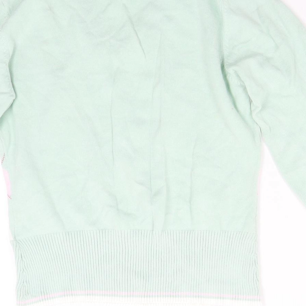 NEXT Womens Green Argyle/Diamond Knit Pullover Jumper Size 12