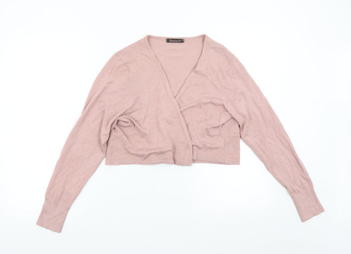 Bonmarché Womens Pink Knit Wrap Jumper Size M