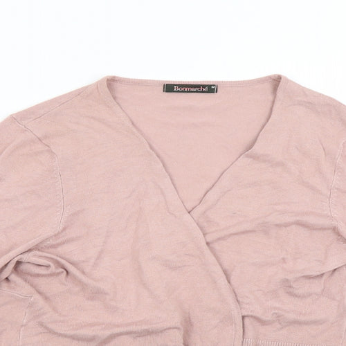 Bonmarché Womens Pink  Knit Wrap Jumper Size M