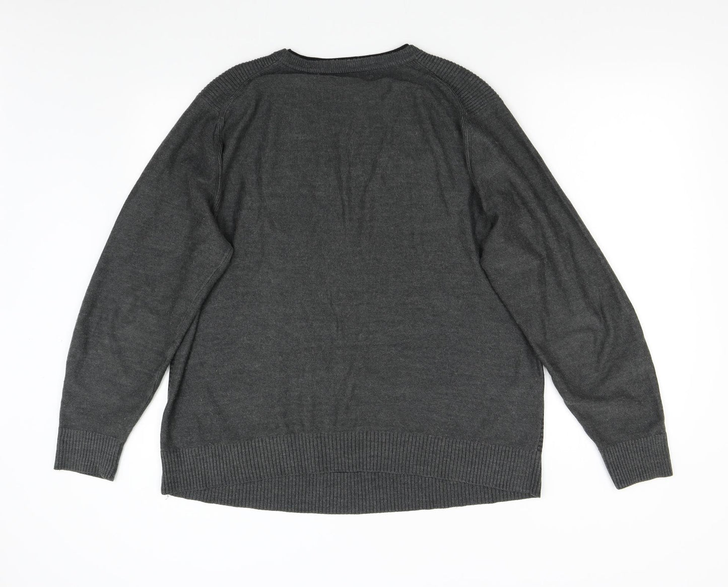 George Mens Grey Striped Knit Pullover Jumper Size L