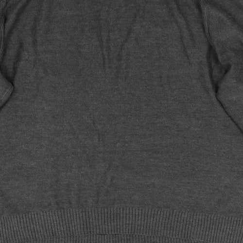 George Mens Grey Striped Knit Pullover Jumper Size L