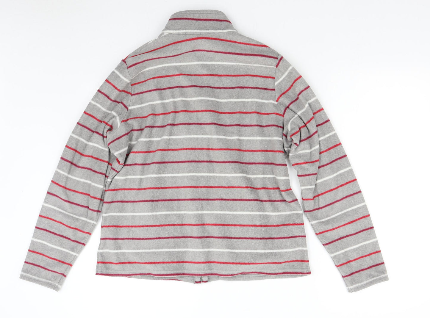 M&S Womens Grey Striped Fleece Jacket  Size M