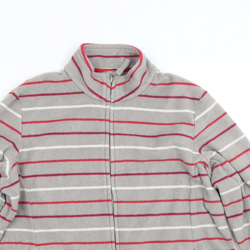 M&S Womens Grey Striped Fleece Jacket  Size M