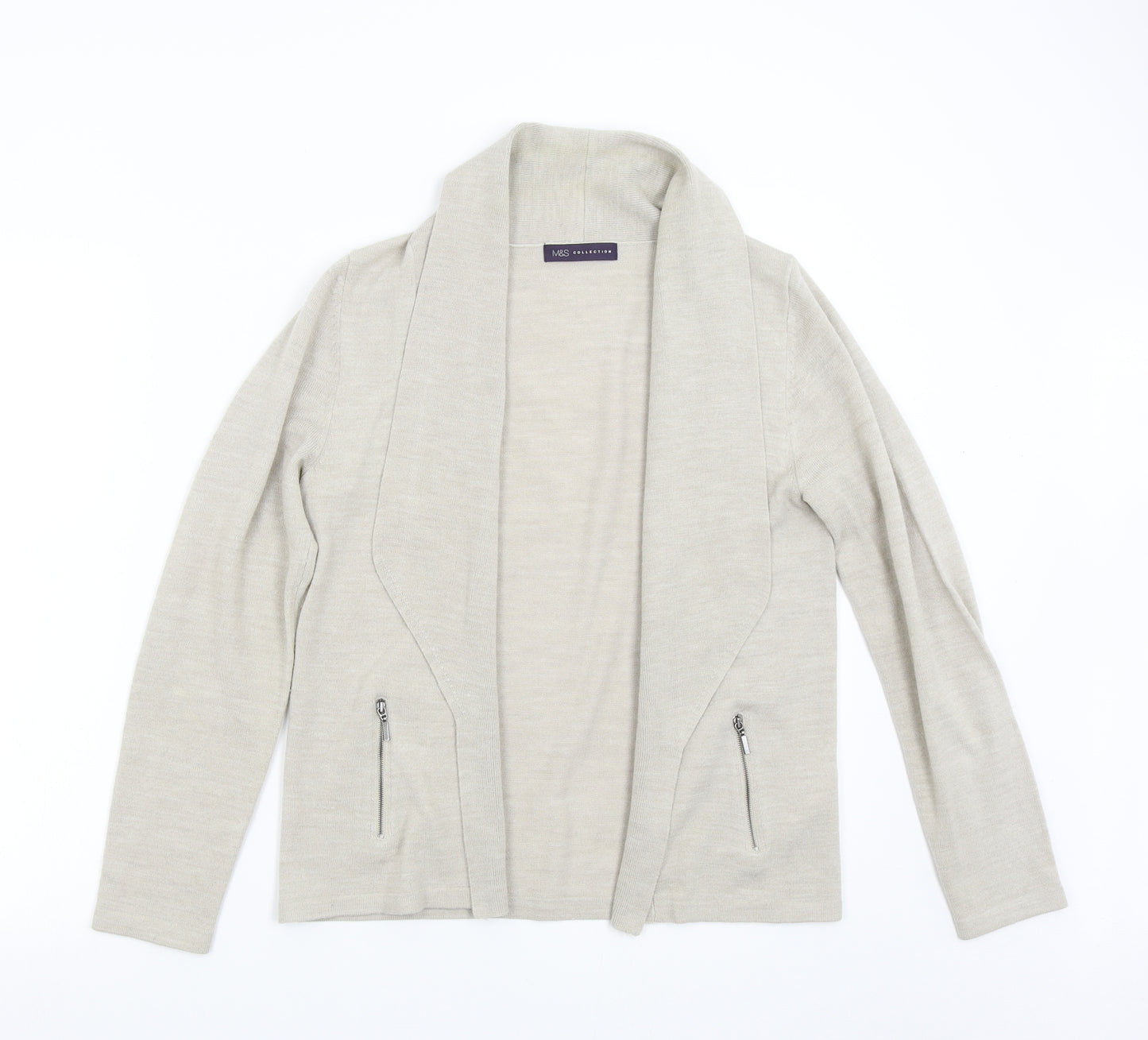 M&S Womens Beige  Knit Cardigan Jumper Size M