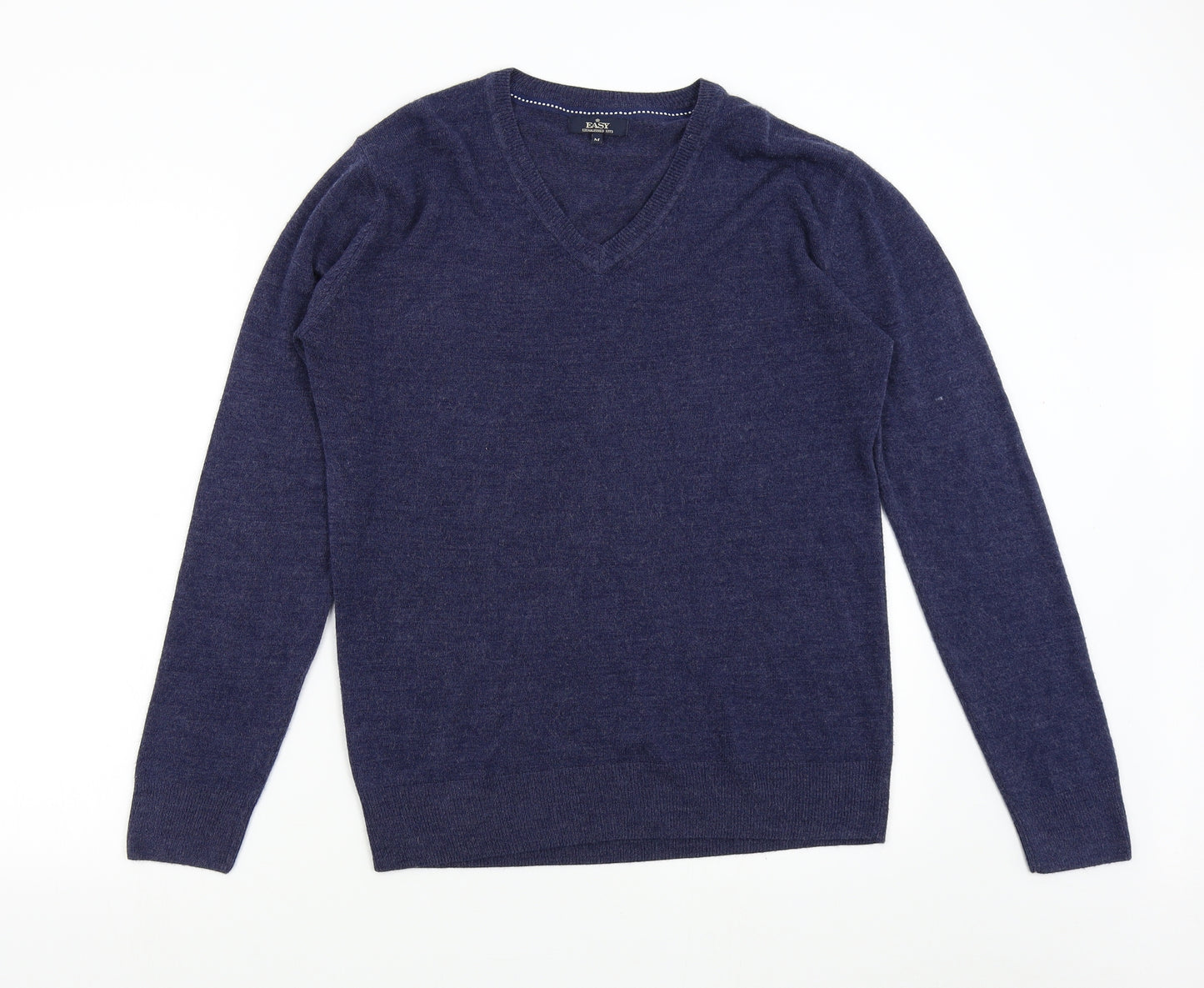 Easy Mens Blue  Knit Pullover Jumper Size M