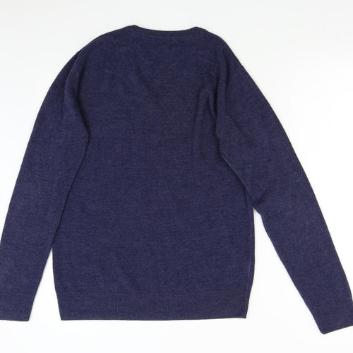 Easy Mens Blue  Knit Pullover Jumper Size M