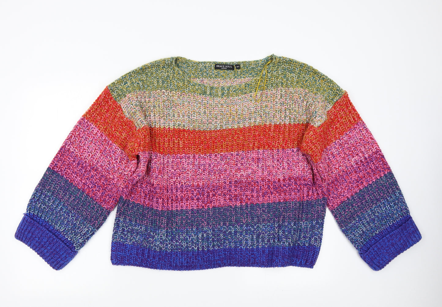 Brave Soul Womens Multicoloured Striped Knit Pullover Jumper Size M