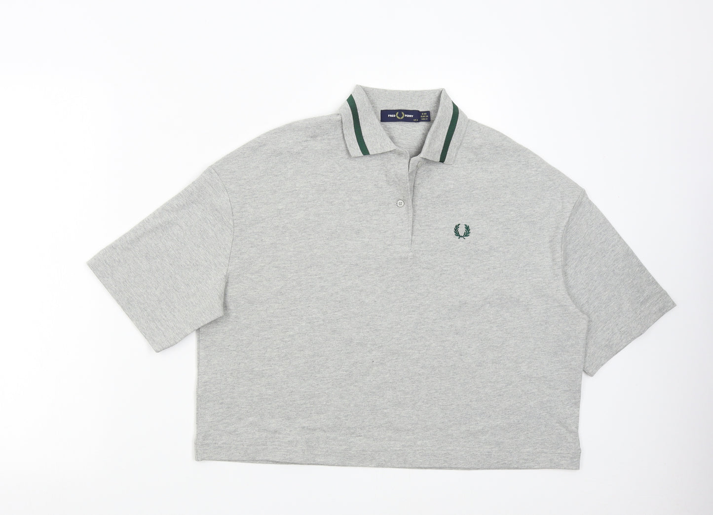 Fred Perry Womens Grey   Cropped Polo Size 6