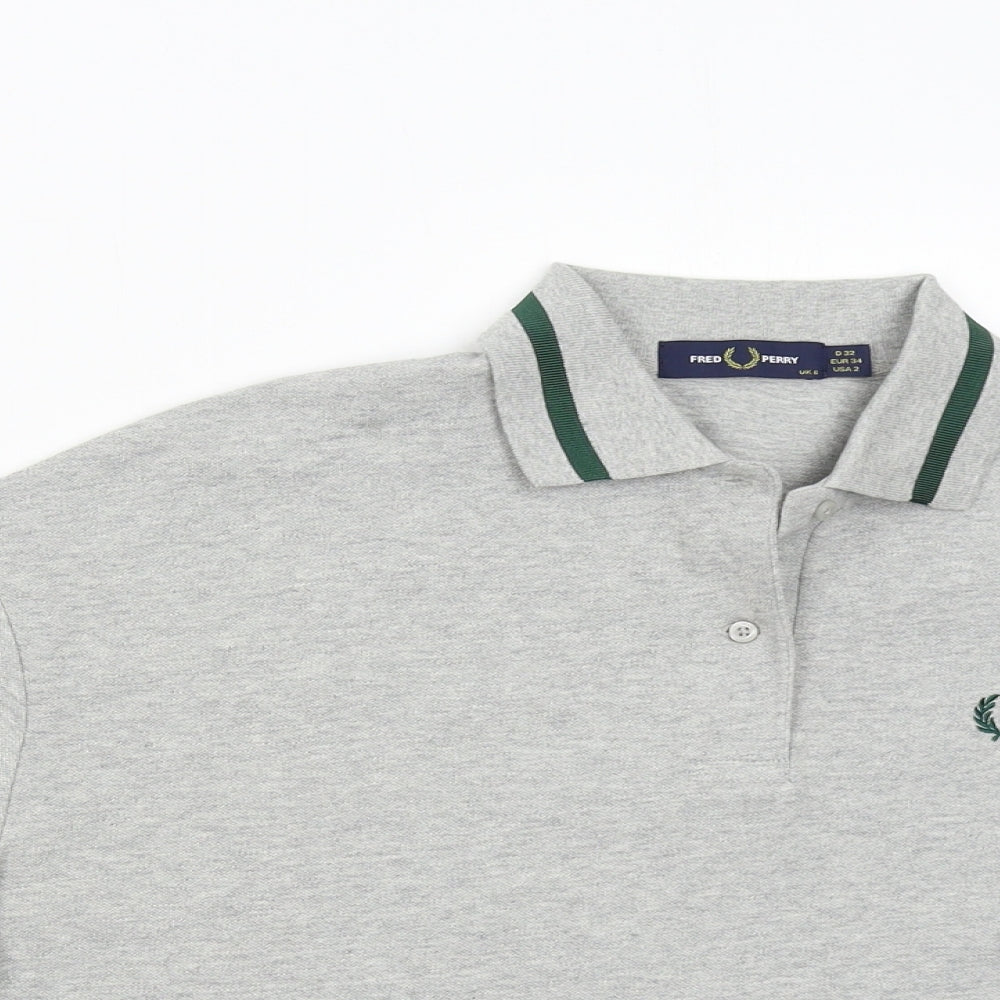 Fred Perry Womens Grey   Cropped Polo Size 6