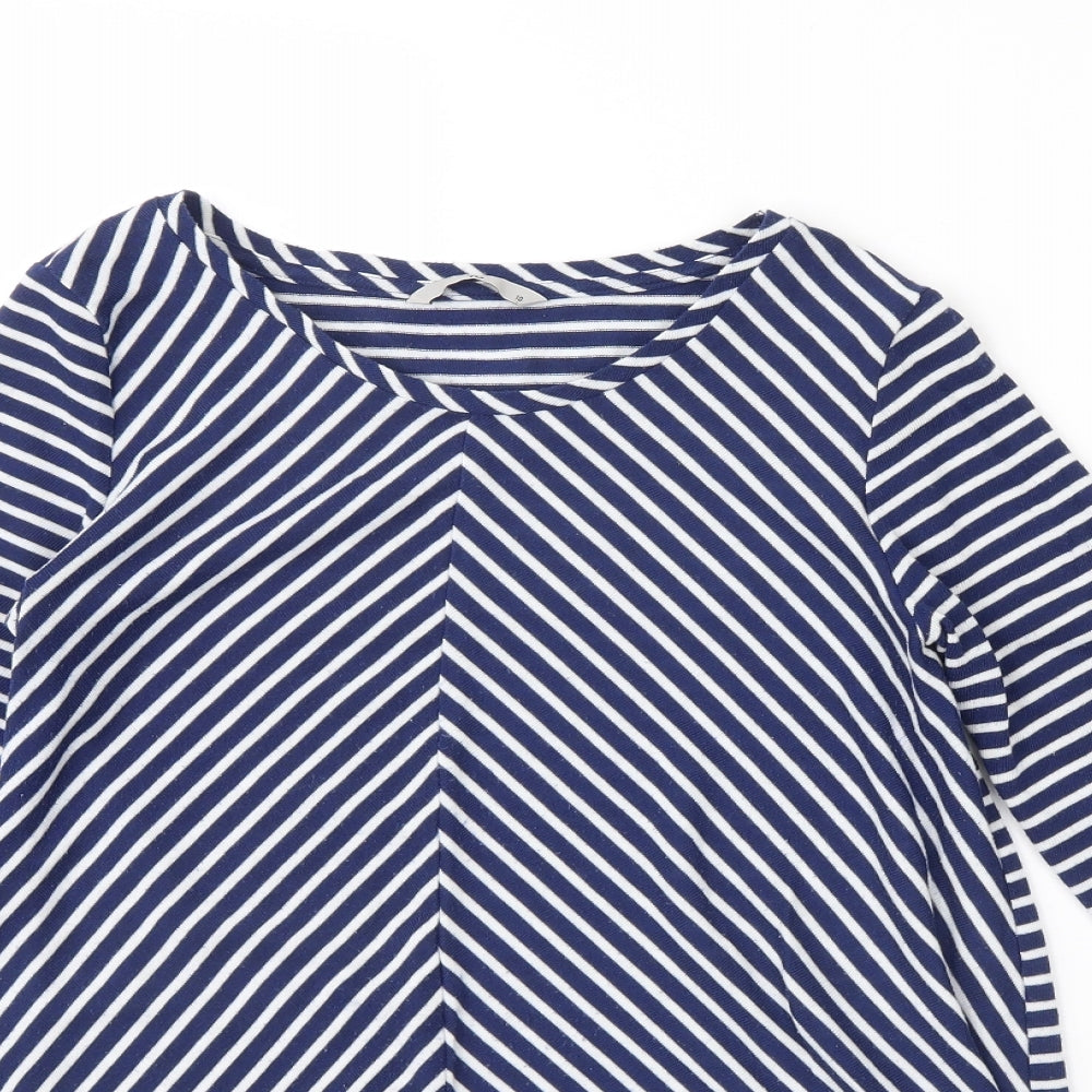 TU Womens Blue Striped  Basic Blouse Size 10