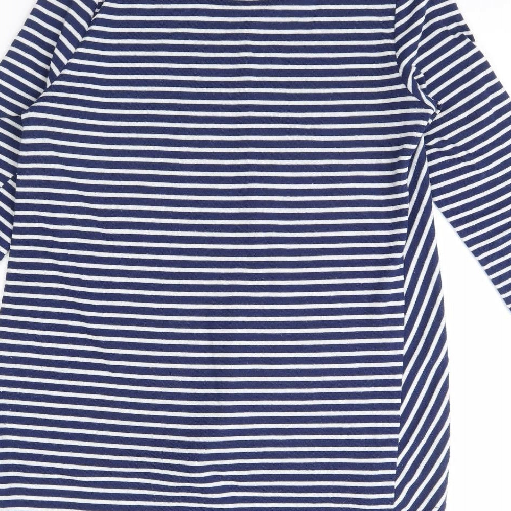 TU Womens Blue Striped  Basic Blouse Size 10