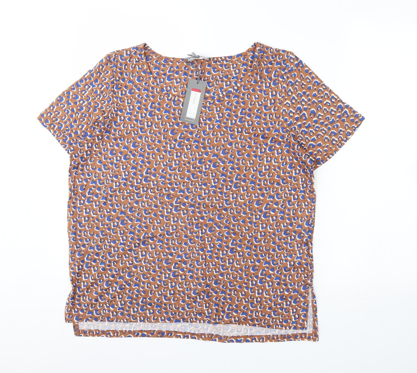 Principles Womens Brown Animal Print  Basic T-Shirt Size 16
