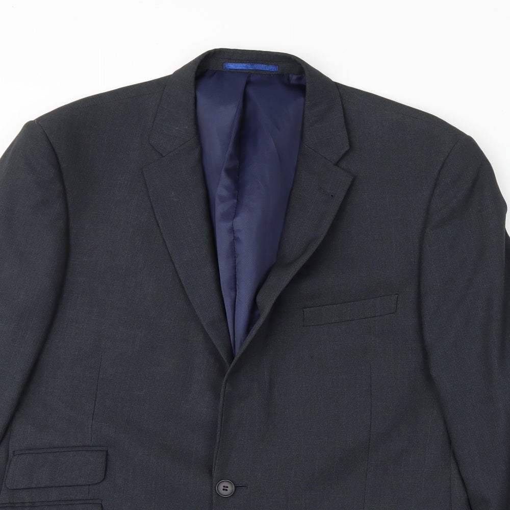 Preworn Mens Grey  Rayon Jacket Blazer Size 42  - Shoulder Pads