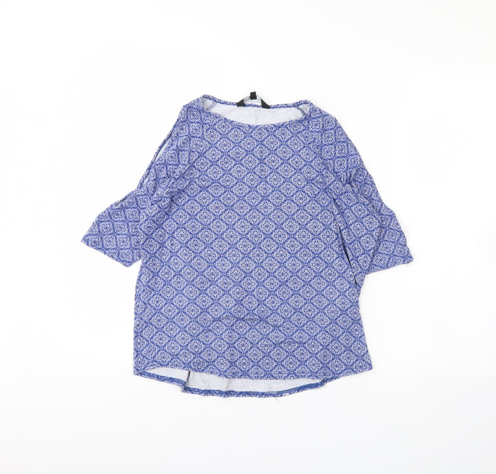 New Look Womens Blue Geometric  Basic Blouse Size 8