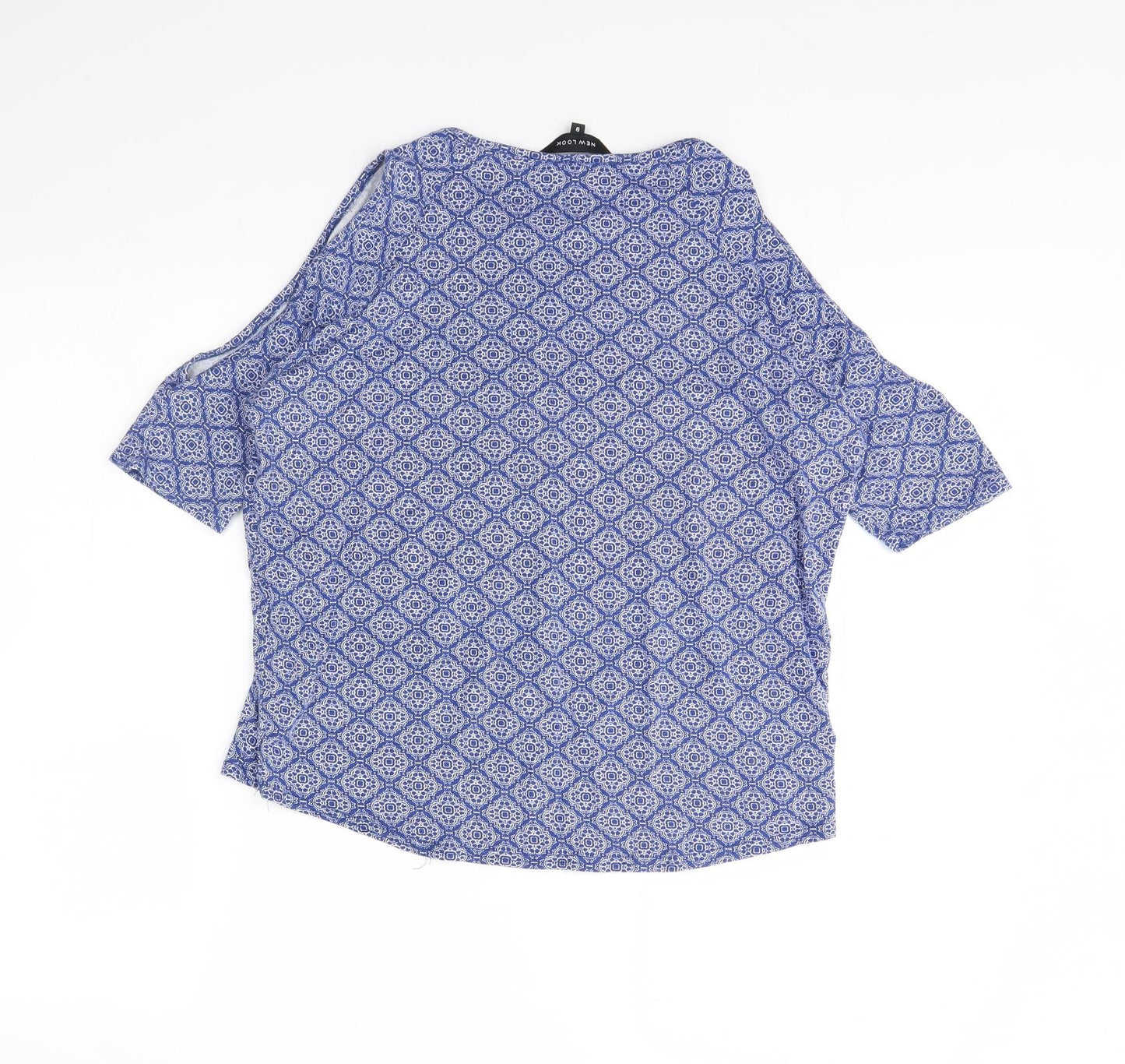 New Look Womens Blue Geometric  Basic Blouse Size 8