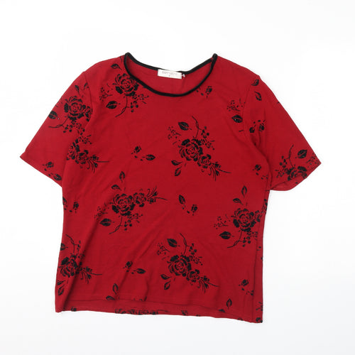 bonmarche Womens Red Floral  Basic Blouse Size M